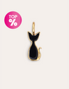 Salem Cat Enamel Black Gold Charm