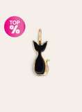 Salem Cat Enamel Black Gold Charm