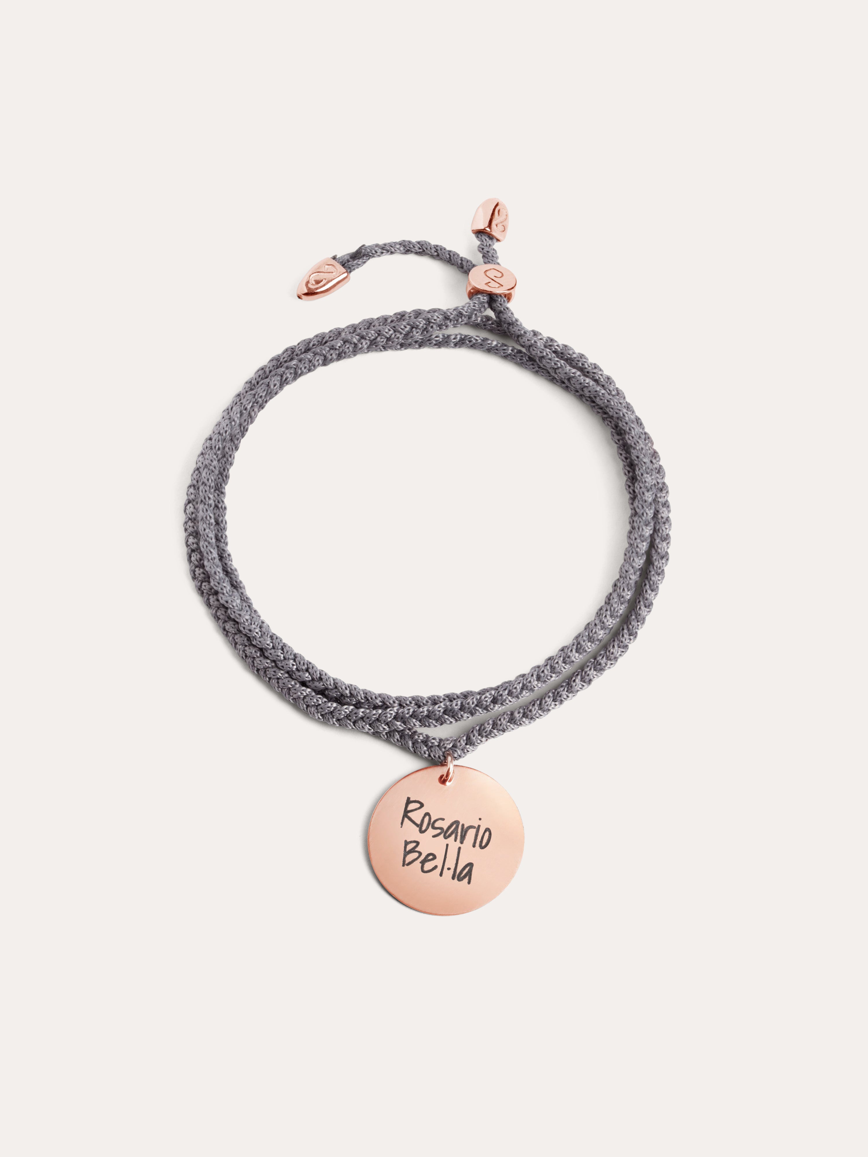 Pulsera Personalizada Dream Chic Gris Oscuro Plata Baño Oro Rosa