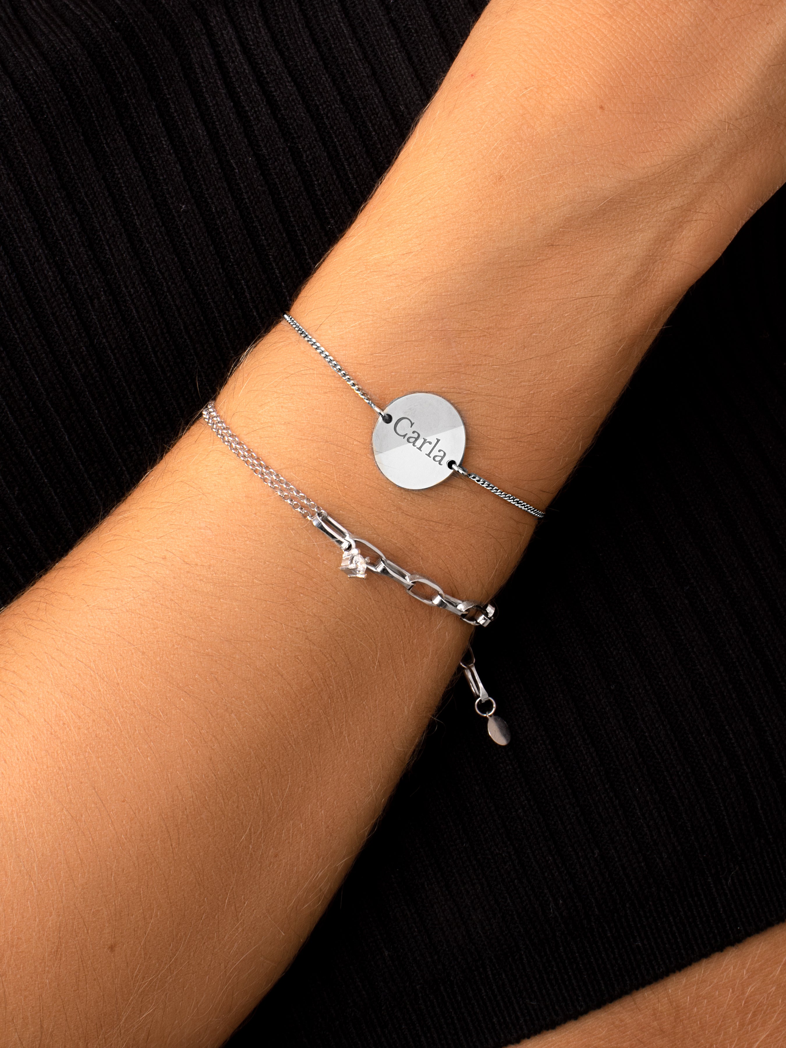 Pulsera Personalizada Moon Plata Puesta