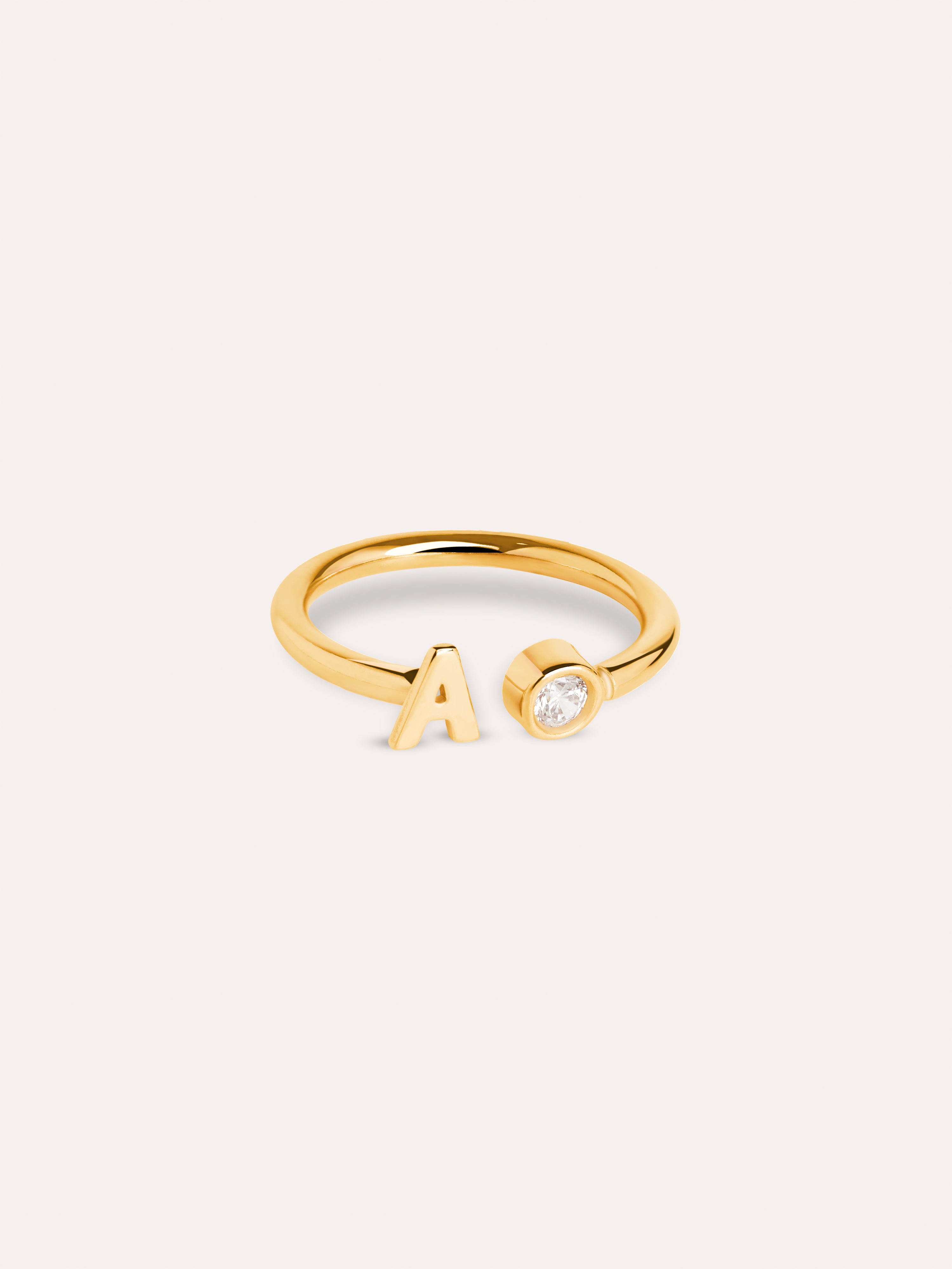 Anillo Personalizado Letter Spark Plata Baño Oro