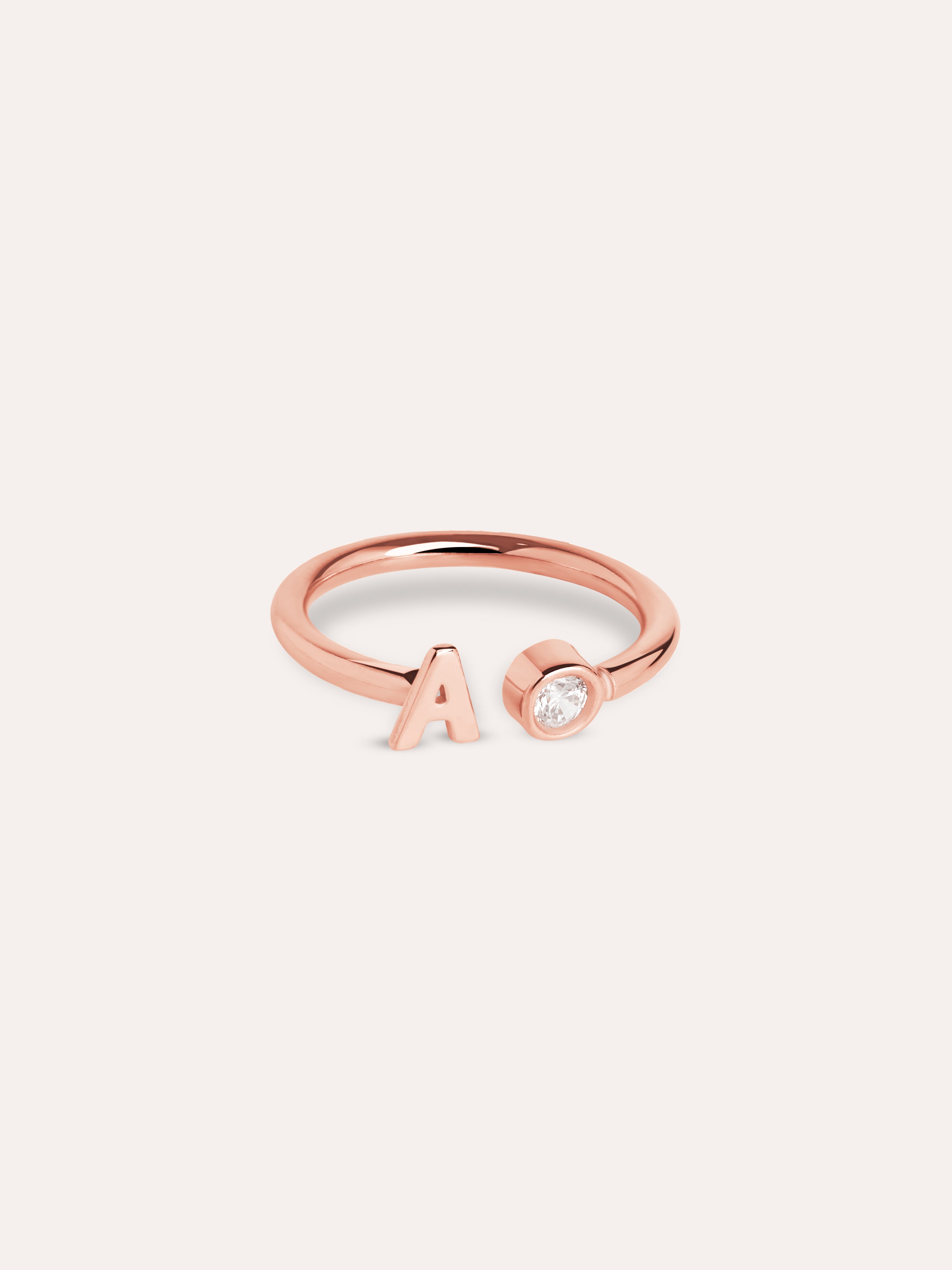 Anillo Personalizado Letter Spark Plata Baño Oro Rosa