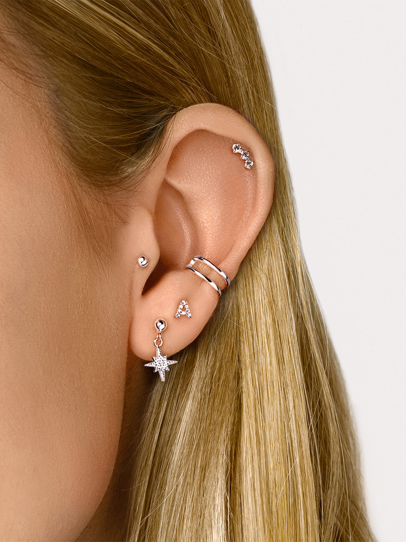 Letter Sparks Silver Single Earring