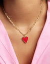 Collar Lovely Heart Red Enamel Baño Oro