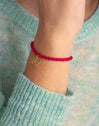 Pulsera Personalizada Fucsia Letters Plata Baño Oro