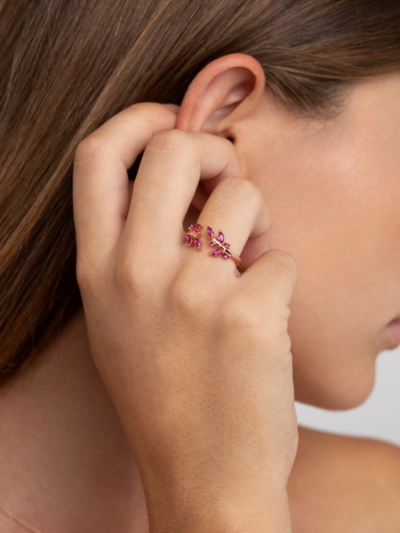 Raspberry Bougainvillea Ring Rose Gold 