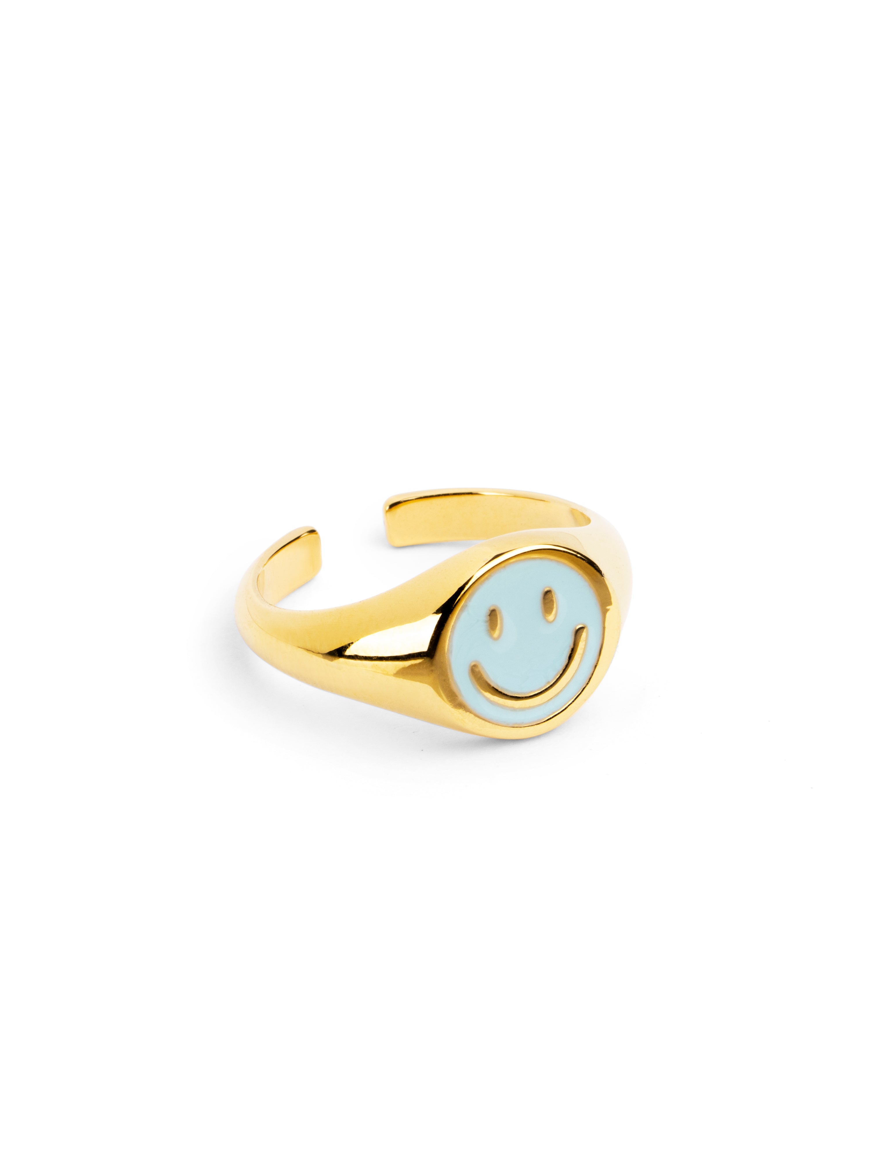 Anillo Smiley Sky Enamel Baño Oro