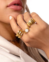 Anillo Smiley White Enamel Oro Puesta