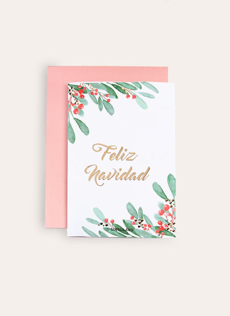 Tarjeta Feliz Navidad Holly