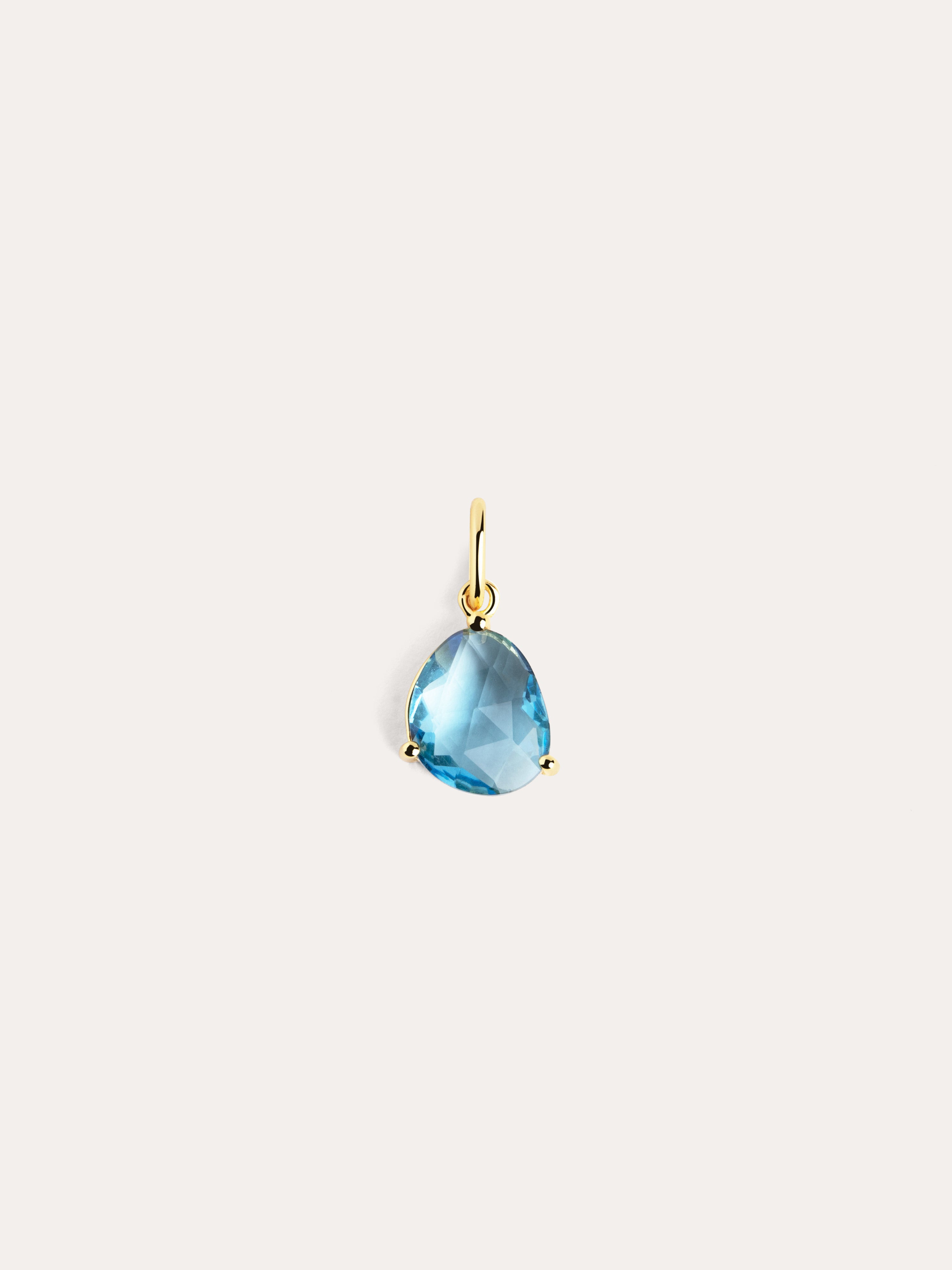 Charm Birthstones Oro - Topacio Azul