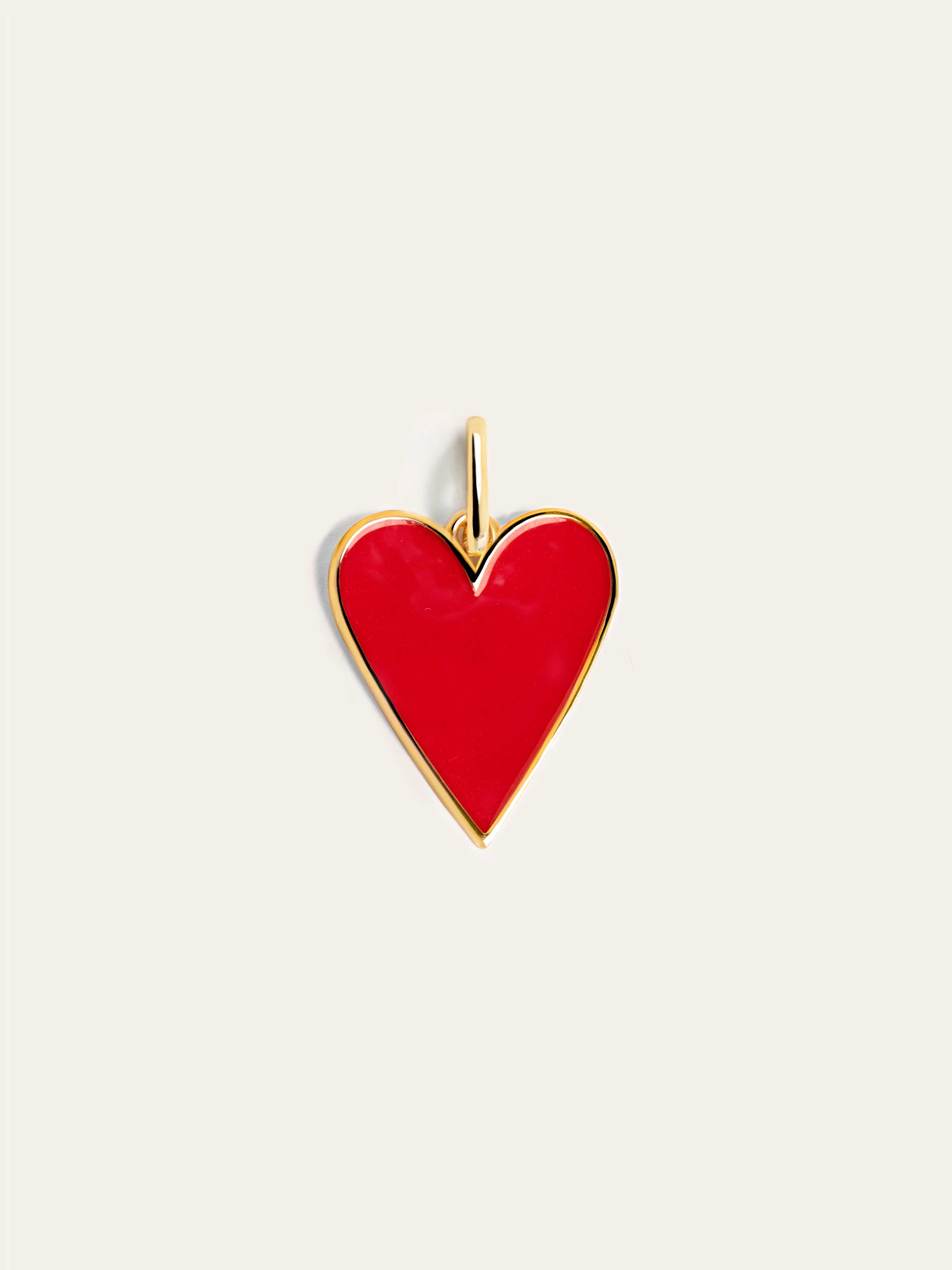 Charm Lovely Heart Red Enamel Baño Oro