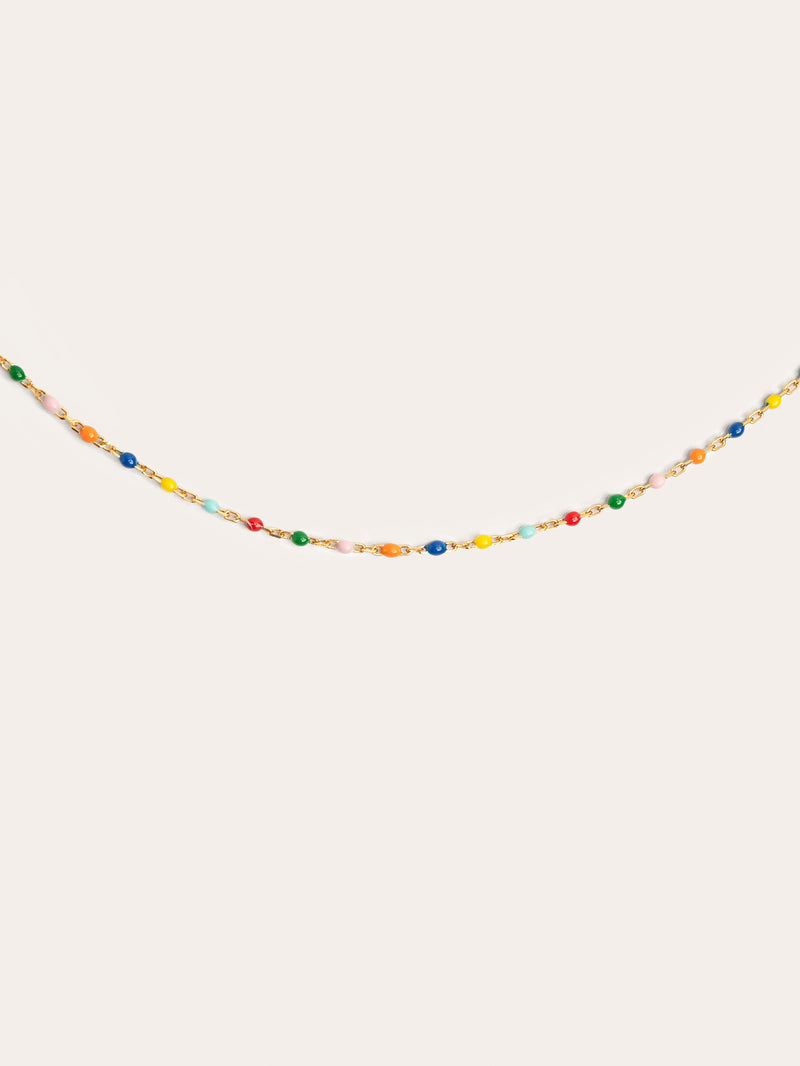 Dots Colors Enamel Gold Necklace