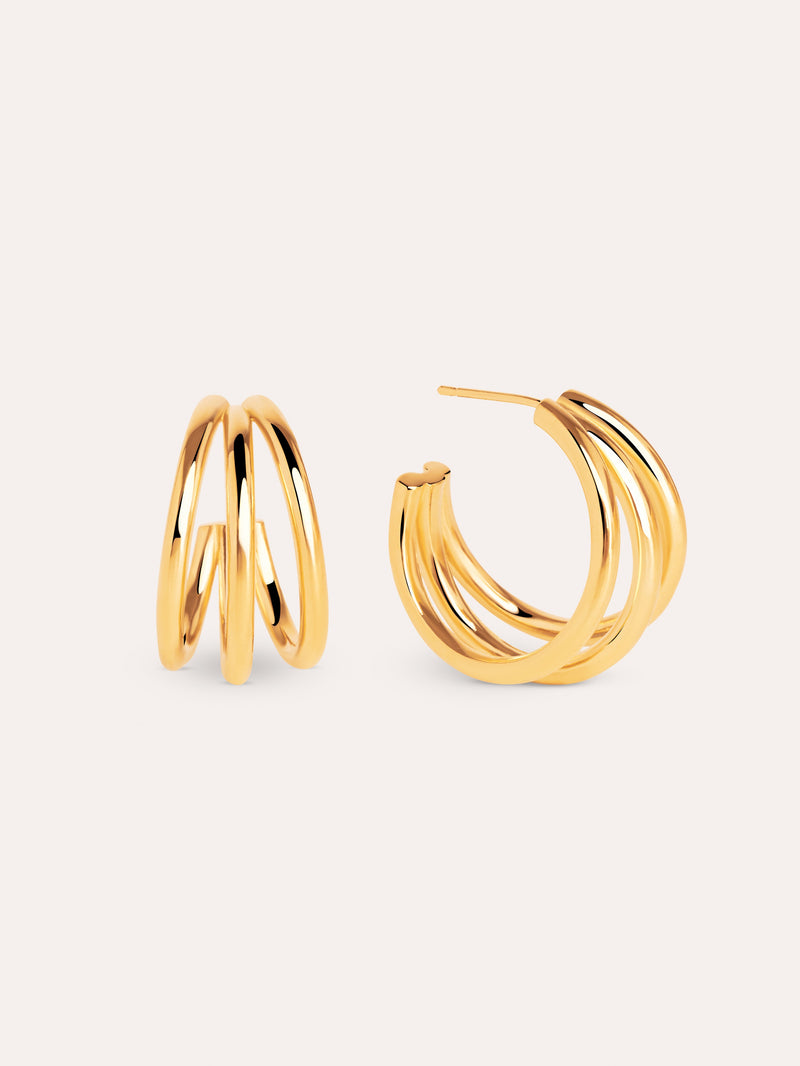 Triple Gold Hoop Earrings