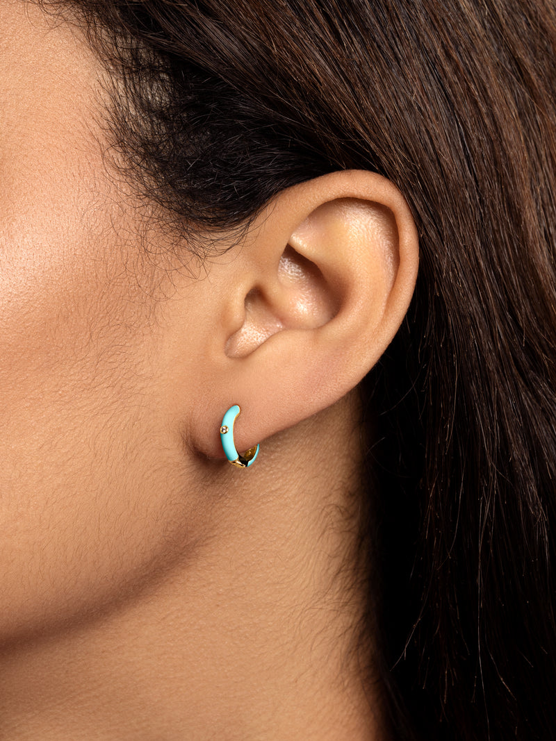 Spark Sky Enamel Gold Hoop Earrings
