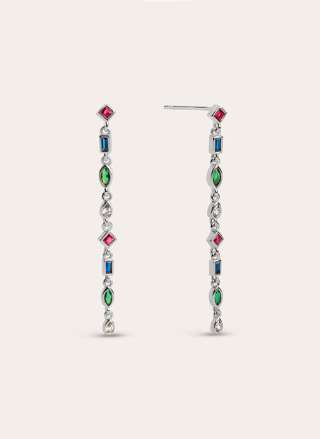 Pendientes Cascade Colors Plata