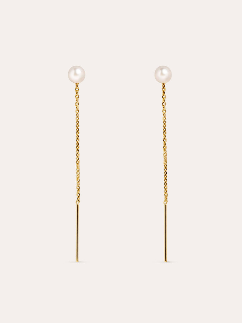 Falling Pearl Gold Earrings