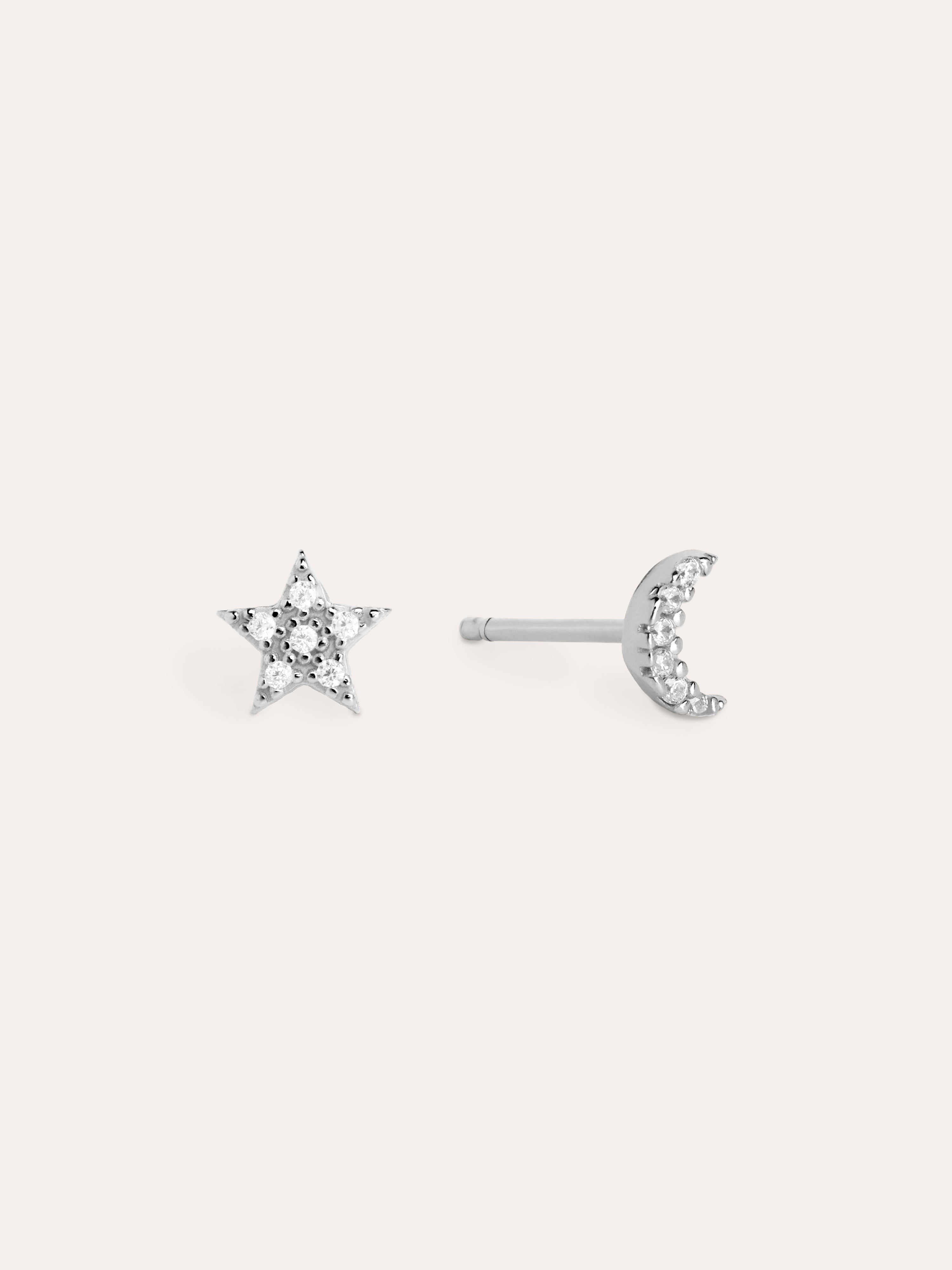 Pendientes Moon & Star Plata