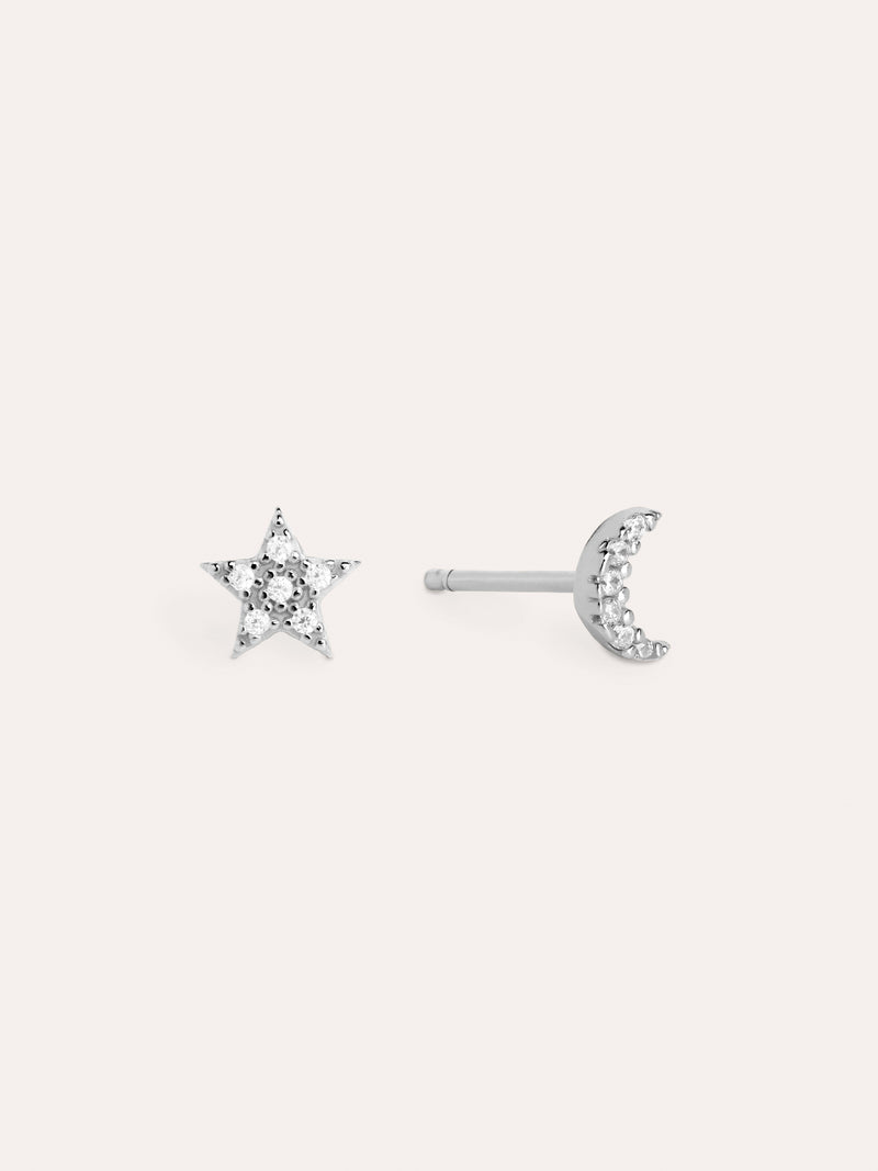 Moon & Star Silver Earrings