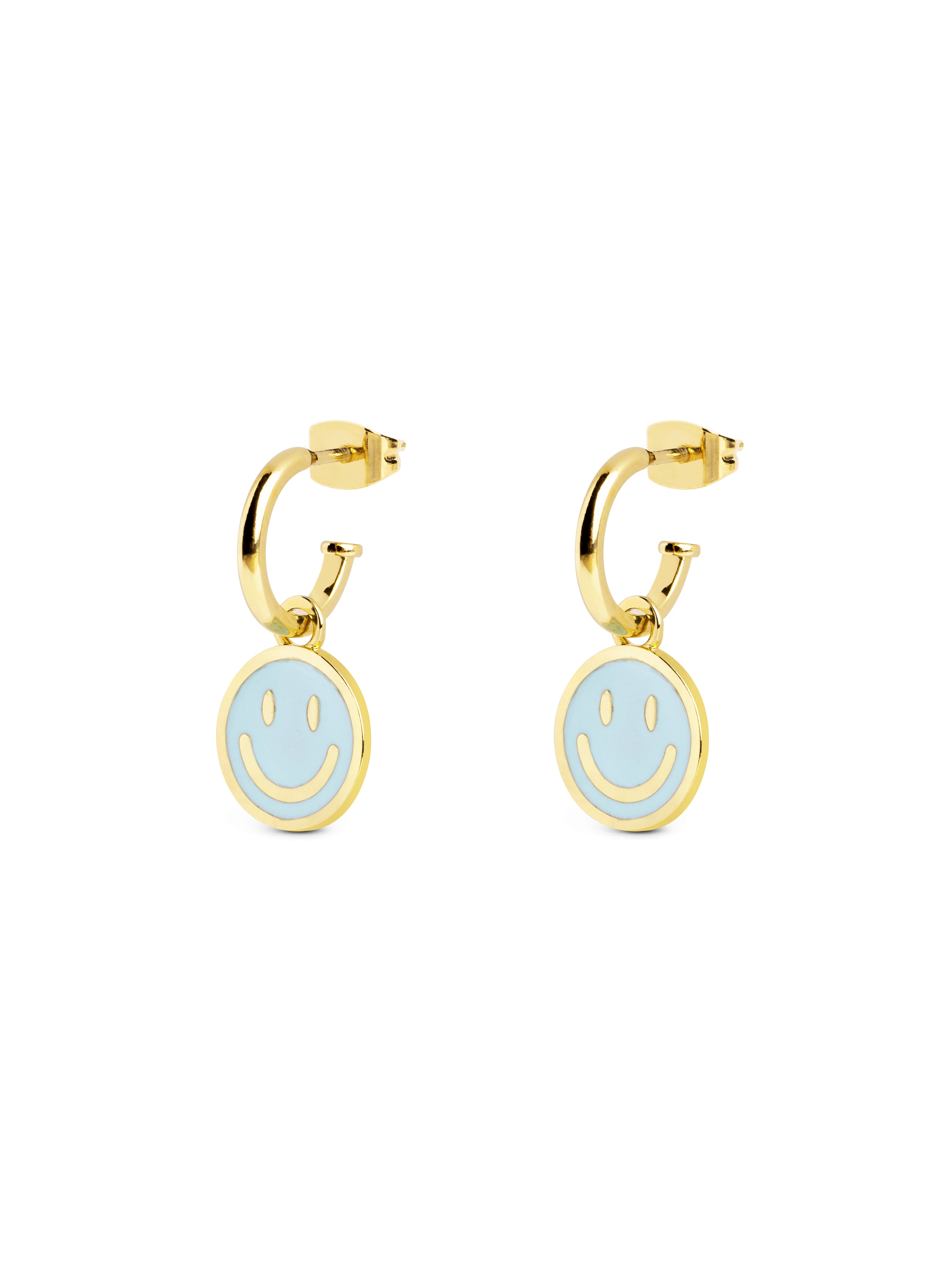 Pendientes Aro Smiley Sky Enamel Oro