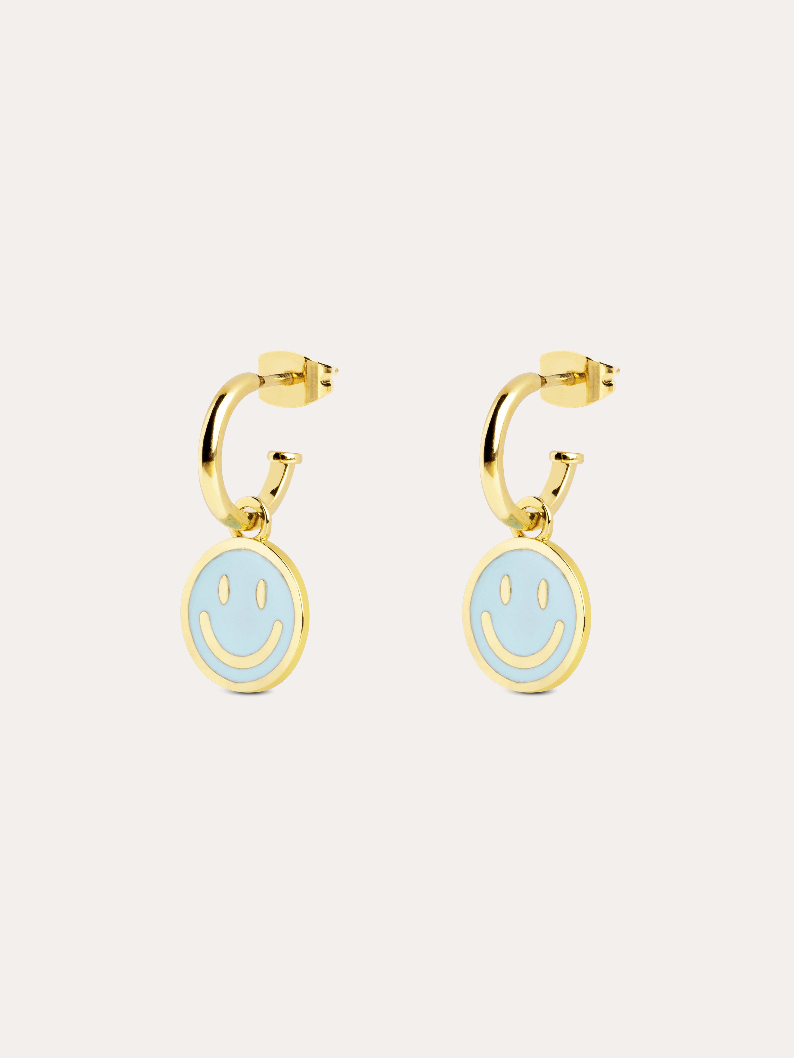 Pendientes Aro Smiley Sky Enamel Oro