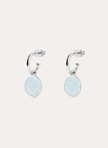 Pendientes Aro Smiley Sky Enamel