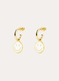 Pendientes Aro Smiley White Enamel Baño Oro