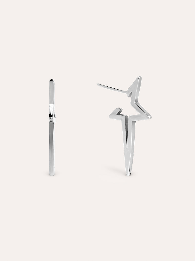 Star Punk Silver Earrings