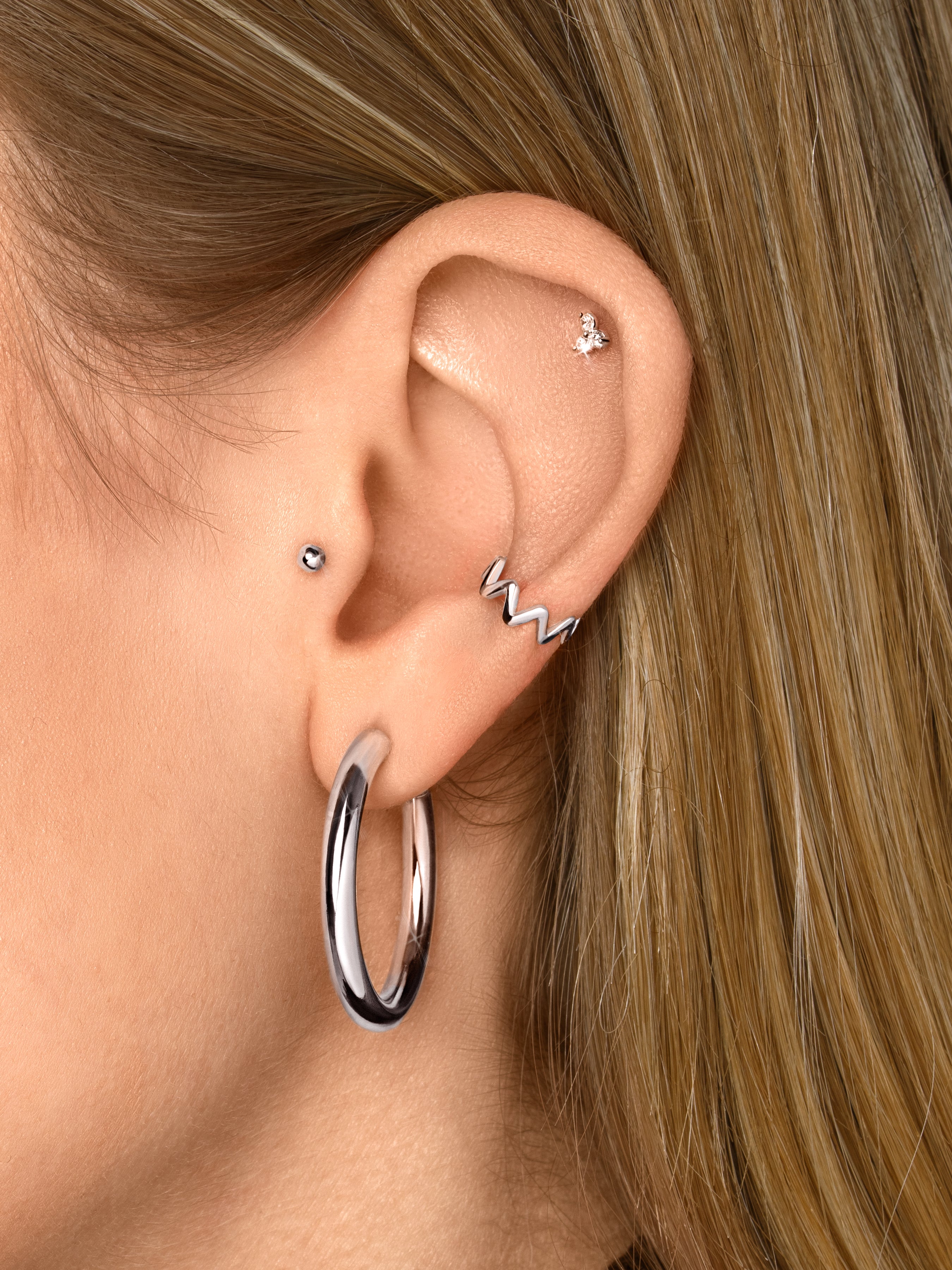 Pendiente Suelto Ear Cuff Zig Zag Plata Puesta